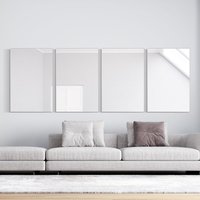 4 x Matt Silver Aluminium Framed Modern Wall Mirror - Silver