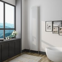 Vertical Oval Column Radiator Central Heating Rad 1600-1800mm Single White - White / 180cm / 35.4cm