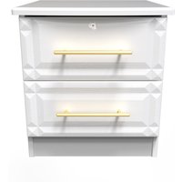 Faye Ready Assembled 2 Drawer Bedside Cabinet - with Lock - White Ash