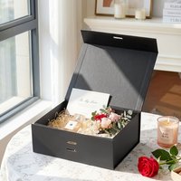 6 PCS Magnetic Foldable Gift Boxes with Ribbons - Black