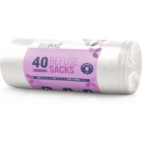 ECOBAG 40 Pack Refuse Sacks - 22 Microns - Heavy Duty, Leak Resistant - Black / 70l