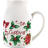 Christmas Holly Leaves Small Porcelain Custard Serving Jug - Red