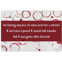 Wine Joke Landscape Metal Wall Plaque - Home Décor Gift - Red