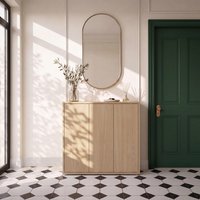 Alice Springs Shoe Cabinet with 3 Doors Push-Open in Sand - Elegancia Oak