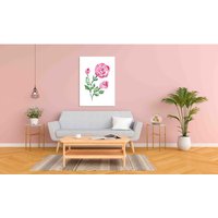 'Beautiful Pink Roses' Graphic Art on Canvas - Pink / 101cm / 152cm