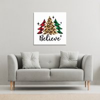 Christmas Trees With Leopard Print Gallery Canvas - Brown / 61cm