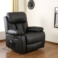 Chester Heated Leather Massage Recliner Chair - Black