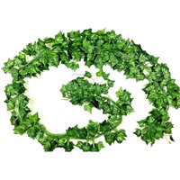 12 Artificial Faux Ivy Leaf Garlands - Green