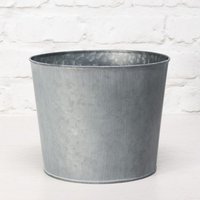 Kingsbury Gifts, Whitewash Round Antique Grey Zinc Plant Pot - Grey Kingsbury Gifts, Whitewash Round Antique Grey Zinc Plant Pot - Grey