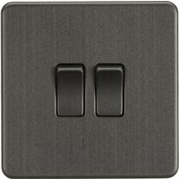 Screwless 10AX 2G 2-Way Switch - Smoked Bronze 230V IP20 - Smoked Bronze