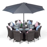 Savannah Round Rattan Patio Dining Set - Grey / 8