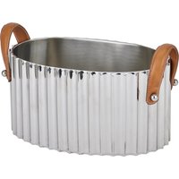Luxury Barware Large Fluted Leather Handled Champagne Cooler - Silver