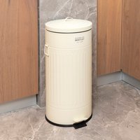 30L Retro Steel Kitchen Pedal Bin - Cream
