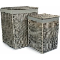 Antique Wash Square Laundry Basket with Grey Sage Lining - Grey / 46cm
