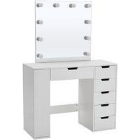 Hollywood Dressing Table with LED Lighted Mirror - White