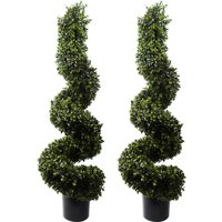 Pair of Spiral Boxwood Artificial Tree UV Resistant Outdoor - UV Boxwood Spiral