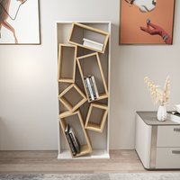 Decorotika, Carmen Stylish Bookcase Bookshelf Shelving Unit - Sapphire Oak Pattern&White Decorotika, Carmen Stylish Bookcase Bookshelf Shelving Unit - Sapphire Oak Pattern&White