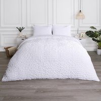 Geo Seersucker Duvet Set - White / Double
