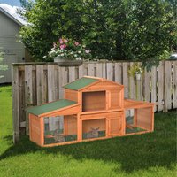 PawHut Deluxe Fir Wood Pet Hutch - Yellow