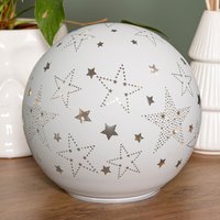 Battery Operated Light up Star Glass Ball in with LEDs - White
