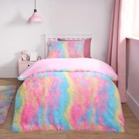 Tie Dye Fluffy Duvet Set - Pink / Double