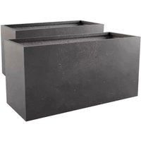 Black Handmade Round Fiberstone Planter - Black / 200l