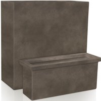 Light Grey Tall Trough Fibrecotta Planter With Insert - White