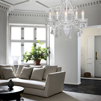 Antiqued White Jewelled Ceiling Chandelier