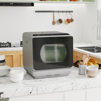 HOMCOM Table Top Dishwasher with 4 Settings - Silver