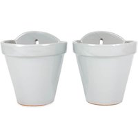 Pastel Hand Dipped Terracotta Hanging Pots - Pastel Grey