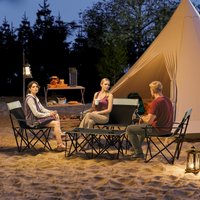 Outsunny 4 Piece Foldable Camping Table and Chairs Set - Grey