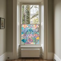 Segni Art Deco Stained Glass Privacy Window Film - Pink / 50cm