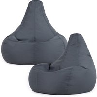 Indoor and Outdoor Recliner Bean Bag Set of 2 - Charcoal