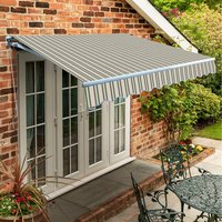 Manual Retractable Awning Adjustable Height Canopy 3.5m x 2.5m - Multistripe