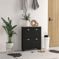 HOMCOM 2 Drawer Shoe Cabinet - Black