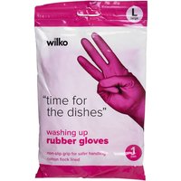 Rubber Washing Up Gloves - Pink / Large