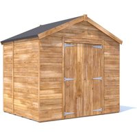 8x6ft Dunster House Wooden Garden Shed Apex Roof Modular Design - Brown