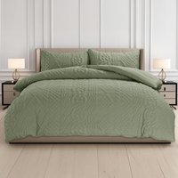 3D Embossed Chunky Knit Pattern Duvet Set - Fern Green / King