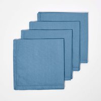 Cotton Fabric 4 Napkins Set - Airforce Blue