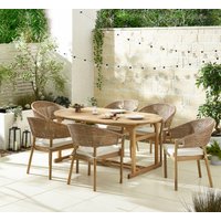 Hamburg Asa 6 Seat Extending Table Garden Dining Set - Natural
