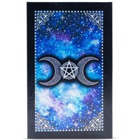 Blue Foil Moon Face Tarot Card Set with Guidebook Gift Box - Black