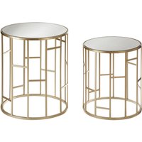 Avantis Set Of 2 Champagne Finish Round Side Tables - Gold