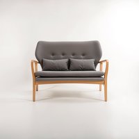 Stockholm 2 Seat Grey Sofa With Birchwood Frame - Grey
