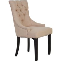 Kensington Townhouse Natural Linen Dining Chair with Dark Legs - Natural