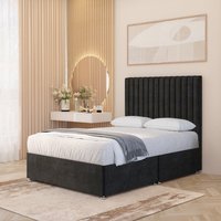 Verona Velvet 4000 Pacific Orthopaedic Pocket Spring Divan Bed Set 54" Headboard - Black / Small Single / 0