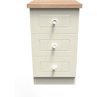 Vienna Ready Assembled 3 Drawer Bedside Cabinet - Cream Ash & Bardolino Oak