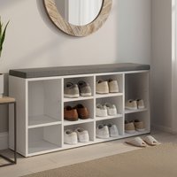 VASAGLE Shoe Bench with Cushion and Storage Compartments - White / Particle Board / 16.5kg