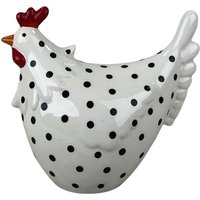 Four Candle White Ceramic Dotty Chicken Farmhouse Ornament 16cm