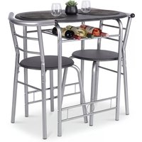 Oval Bistro Dining Set - Black & Silver