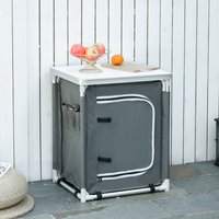 Outsunny, Outdoor 2-shelf Camping Cupboard Kitchen Station Cook Table Aluminum - Outsunny Outsunny, Outdoor 2-shelf Camping Cupboard Kitchen Station Cook Table Aluminum - Outsunny